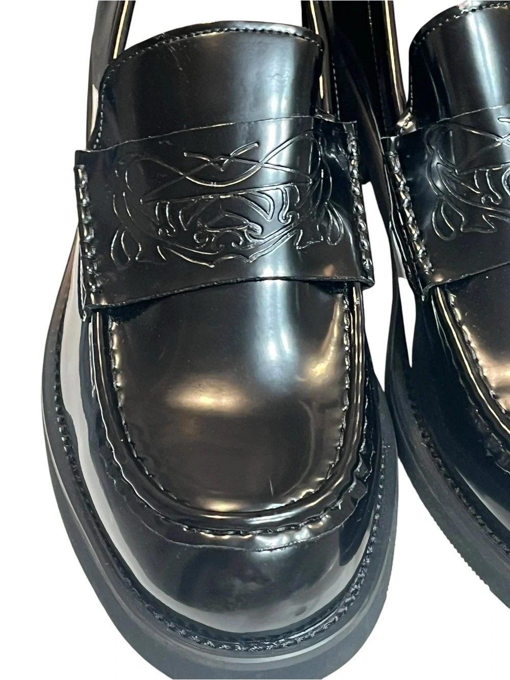 NWOT Men’s Faux Patent Leather Black Loafers - Size 43/9.5US